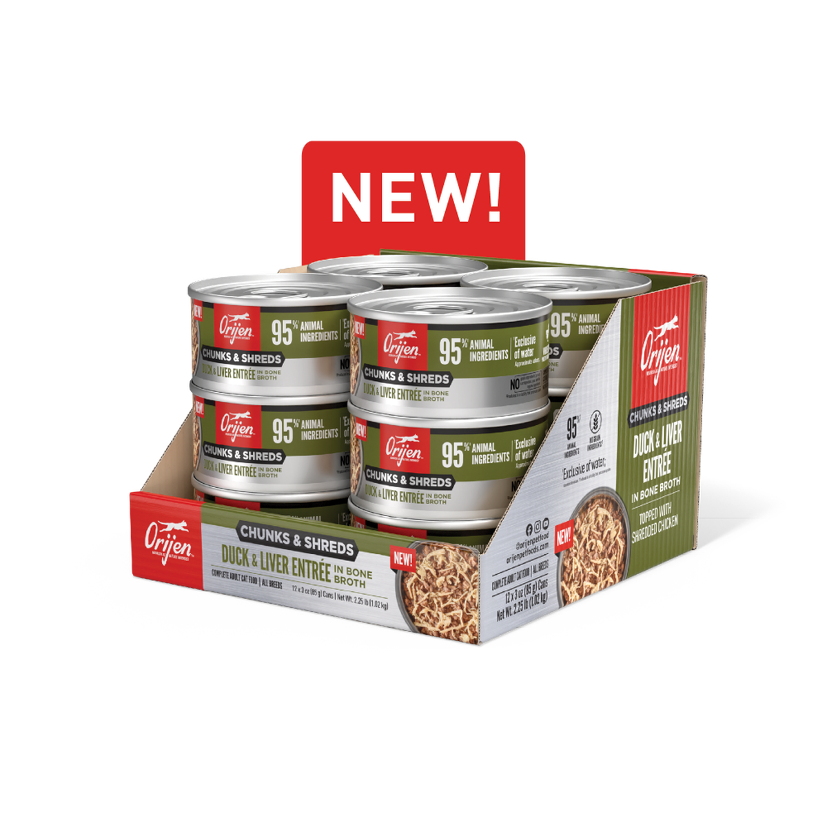 ORIJEN Chunks Shreds Wet Cat Food Duck Liver Entree
